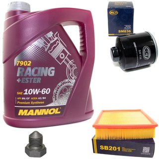 Motorl Set Racing+Ester 10W-60 4 Liter + lfilter SM836 + lablassschraube 03272 + Luftfilter SB201