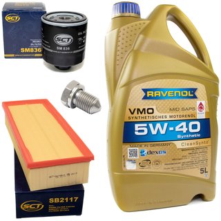 Engineoil set VMO SAE 5W-40 5 liters + Oil Filter SM836 + Oildrainplug 15374 + Airfilter SB2117