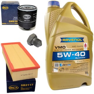 Engineoil set VMO SAE 5W-40 5 liters + Oil Filter SM836 + Oildrainplug 03272 + Airfilter SB2117