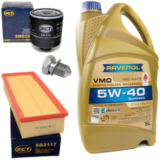 Engineoil set VMO SAE 5W-40 5 liters + Oil Filter SM836 + Oildrainplug 48871 + Airfilter SB2117