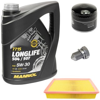 Engineoil set Longlife 5W30 API SN 5 liters + Oil Filter SM5084 + Oildrainplug 48871 + Airfilter SB2215