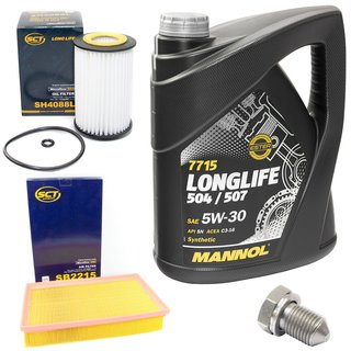 Engineoil set Longlife 5W30 API SN 5 liters + Oil Filter SH4088L + Oildrainplug 15374 + Airfilter SB2215