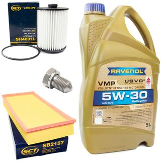 Motorl Set VMP 5W-30 5 Liter + lfilter SH4091L + lablassschraube 15374 + Luftfilter SB2157