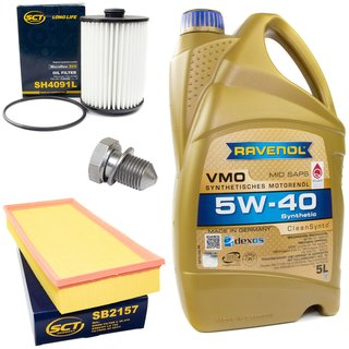 Motorl Set VMO 5W-40 5 Liter + lfilter SH4091L + lablassschraube 48871 + Luftfilter SB2157
