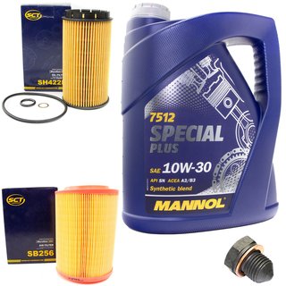 Engineoil set Special Plus 10W30 API SN 5 liters + Oil Filter SH422P + Oildrainplug 12281 + Airfilter SB256