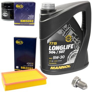 Engineoil set Longlife 5W30 API SN 5 liters + Oil Filter SM5092 + Oildrainplug 15374 + Airfilter SB2095