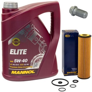 Engine Oil Set 5W40 5 liters + Oilfilter SCT SH 4030 P + Oildrainplug 08277