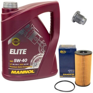 Engine Oil Set 5W40 5 liters + Oilfilter SCT SH 4053 P + Oildrainplug 48880