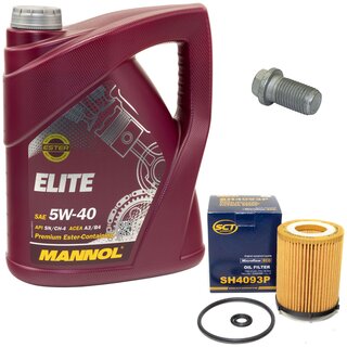 Engine Oil Set 5W40 5 liters + Oilfilter SCT SH 4093 P + Oildrainplug 08277