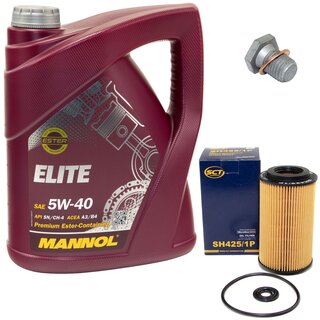 Engine Oil Set 5W40 5 liters + Oilfilter SCT SH 425/1 P + Oildrainplug 100551