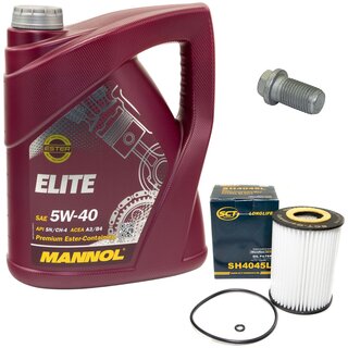 Engine Oil Set 5W40 5 liters + Oilfilter SCT SH 4045 L + Oildrainplug 08277