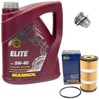 Engine Oil Set 5W40 5 liters + Oilfilter SCT SH 4081 P + Oildrainplug 101250