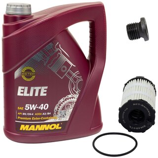Engine Oil Set 5W40 5 liters + Oilfilter SCT SH 4047 L + Oildrainplug 48874