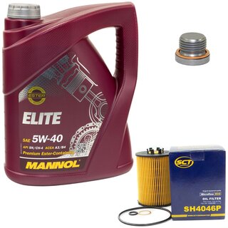 Engine Oil Set 5W40 5 liters + Oilfilter SCT SH 4046 P + Oildrainplug 48895
