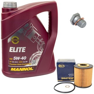 Engine Oil Set 5W40 5 liters + Oilfilter SCT SH 4789 P + Oildrainplug 100551