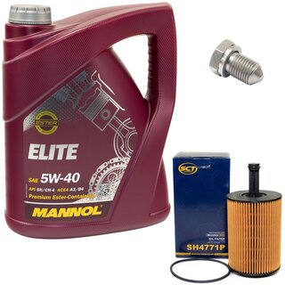 Engine Oil Set 5W40 5 liters + Oilfilter SCT SH 4771 P + Oildrainplug 15374