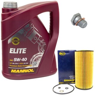 Engine Oil Set 5W40 5 liters + Oilfilter SCT SH 440 P + Oildrainplug 100551