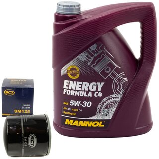 Motor oil set of Engineoil Engine oil MANNOL 5W-30 Energy Formula C4 API SN 5 liters + oil filter SM 125