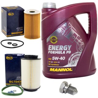 Inspectionpackage Fuelfilter SC 7043 P + Oilfilter SH 4049 P + Oildrainplug 48871 + Engine oil 5W-40 MN7913-5