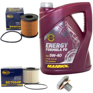 Inspectionpackage Fuelfilter SC 7054 P + Oilfilter SH 4035 P + Oildrainplug 38218 + Engine oil 5W-40 MN7913-5