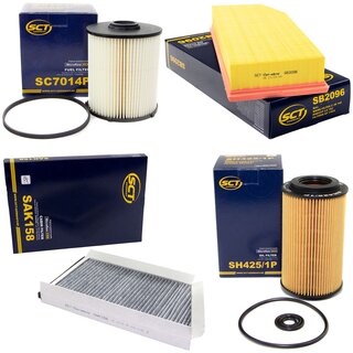 Filter set inspection fuelfilter SC 7014 P + oil filter SH 425/1 P + air filter SB 2096 + cabin air filter SAK 158
