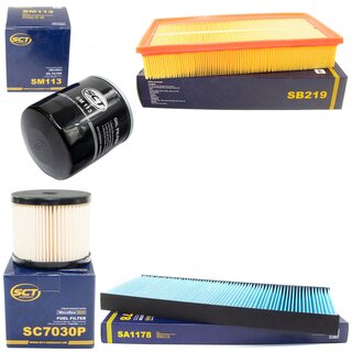 Filter Set Inspektion Kraftstofffilter SC 7030 P + lfilter SM 113 + Luftfilter SB 219 + Innenraumfilter SA 1178