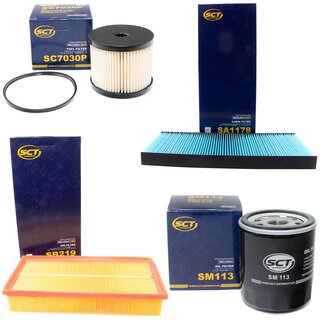 Filter set inspection fuelfilter SC 7030 P + oil filter SM 113 + air filter SB 219 + cabin air filter SA 1178