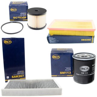 Filter set inspection fuelfilter SC 7030 P + oil filter SM 113 + air filter SB 2258 + cabin air filter SAK 267