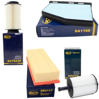 Filter set inspection fuelfilter SC 7043 P + oil filter SH 4771 P + air filter SB 2117 + cabin air filter SA 1166