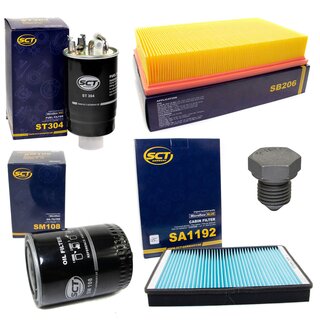 Filter Set Inspektion Kraftstofffilter ST 304 + lfilter SM 108 + lablassschraube 03272 + Luftfilter SB 206 + Innenraumfilter SA 1192