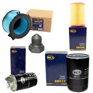 Filter set inspection fuelfilter ST 304 + oil filter SM 111 + Oildrainplug 03272 + air filter SB 256 + cabin air filter SA 1142