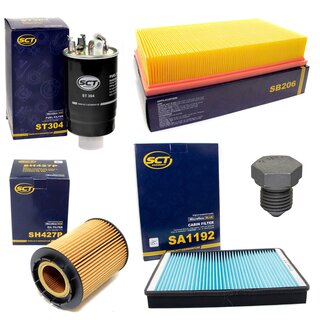 Filter Set Inspektion Kraftstofffilter ST 304 + lfilter SH 427 P + lablassschraube 03272 + Luftfilter SB 206 + Innenraumfilter SA 1192