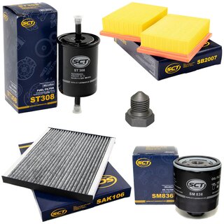 Filter set inspection fuelfilter ST 308 + oil filter SM 836 + Oildrainplug 03272 + air filter SB 2007 + cabin air filter SAK 106
