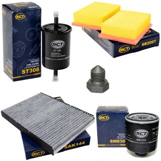 Filter set inspection fuelfilter ST 308 + oil filter SM 836 + Oildrainplug 03272 + air filter SB 2007 + cabin air filter SAK 144