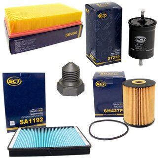 Filter Set Inspektion Kraftstofffilter ST 314 + lfilter SH 427 P + lablassschraube 03272 + Luftfilter SB 206 + Innenraumfilter SA 1192