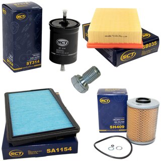 Filter set inspection fuelfilter ST 314 + oil filter SH 409 + Oildrainplug 48893 + air filter SB 035 + cabin air filter SA 1154
