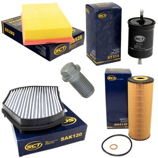 Filter set inspection fuelfilter ST 314 + oil filter SH 414 P + Oildrainplug 08277 + air filter SB 528 + cabin air filter SAK 120