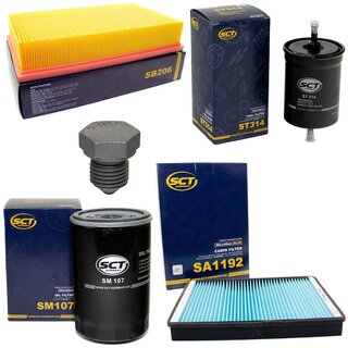 Filter Set Inspektion Kraftstofffilter ST 314 + lfilter SM 107 + lablassschraube 03272 + Luftfilter SB 206 + Innenraumfilter SA 1192