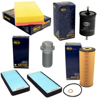 Filter set inspection fuelfilter ST 314 + oil filter SH 414 P + Oildrainplug 08277 + air filter SB 528 + cabin air filter SA 1103