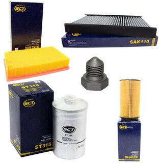Filter Set Inspektion Kraftstofffilter ST 315 + lfilter SH 422 P + lablassschraube 03272 + Luftfilter SB 206 + Innenraumfilter SAK 110