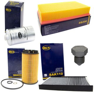 Filter Set Inspektion Kraftstofffilter ST 315 + lfilter SH 422 P + lablassschraube 03272 + Luftfilter SB 206 + Innenraumfilter SAK 110