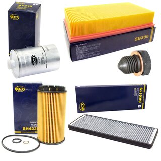Filter Set Inspektion Kraftstofffilter ST 315 + lfilter SH 422 P + lablassschraube 12281 + Luftfilter SB 206 + Innenraumfilter SAK 119