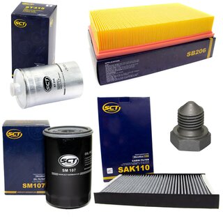 Filter Set Inspektion Kraftstofffilter ST 315 + lfilter SM 107 + lablassschraube 03272 + Luftfilter SB 206 + Innenraumfilter SAK 110
