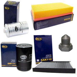 Filter set inspection fuelfilter ST 315 + oil filter SM 111 + Oildrainplug 03272 + air filter SB 206 + cabin air filter SAK 110