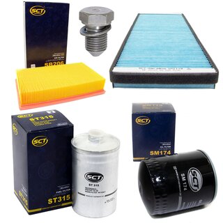 Filter set inspection fuelfilter ST 315 + oil filter SM 174 + Oildrainplug 48871 + air filter SB 206 + cabin air filter SA 1119