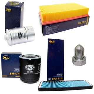 Filter set inspection fuelfilter ST 315 + oil filter SM 174 + Oildrainplug 48871 + air filter SB 206 + cabin air filter SA 1119