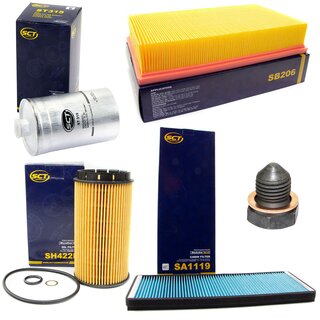 Filter set inspection fuelfilter ST 315 + oil filter SH 422 P + Oildrainplug 12281 + air filter SB 206 + cabin air filter SA 1119