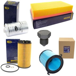 Filter set inspection fuelfilter ST 315 + oil filter SH 422 P + Oildrainplug 03272 + air filter SB 206 + cabin air filter SA 1125