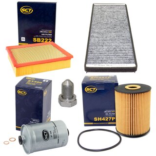 Filter set inspection fuelfilter ST 320 + oil filter SH 427 P + Oildrainplug 48871 + air filter SB 222 + cabin air filter SAK 119