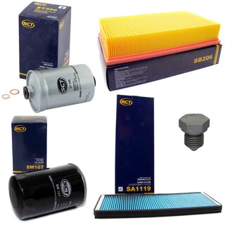 Filter set inspection fuelfilter ST 320 + oil filter SM 107 + Oildrainplug 03272 + air filter SB 206 + cabin air filter SA 1119